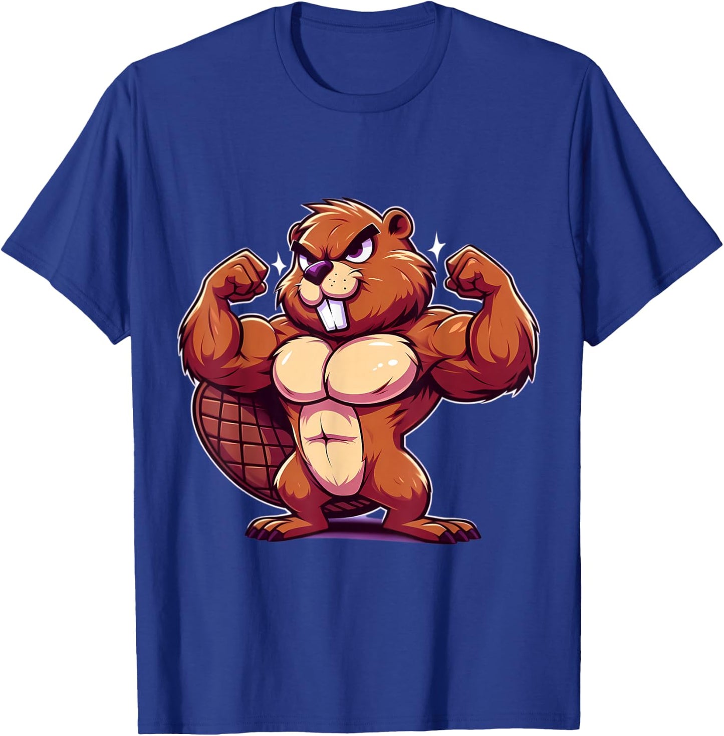Beaver Flexing Muscles Fan Lover Bodybuilding Gym Workout T-Shirt - T-Shirt | Royal