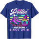 Roller Skating 6th Birthday Girls Rollin into 6 Awesome 2018 T-Shirt - T-Shirt | Royal