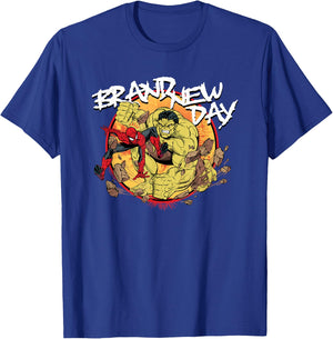 Marvel Spider-Man: New Day Hulk vs Spidey Breakout T-Shirt - T-Shirt | Royal
