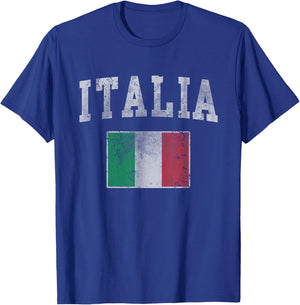 Vintage Italia Italian Flag Italy Men Women Kids Youth T-Shirt - T-Shirt | Royal