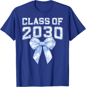 Coquette Bow Preppy Class of 2030 Girly Girl 30 Graduation T-Shirt - T-Shirt | Royal