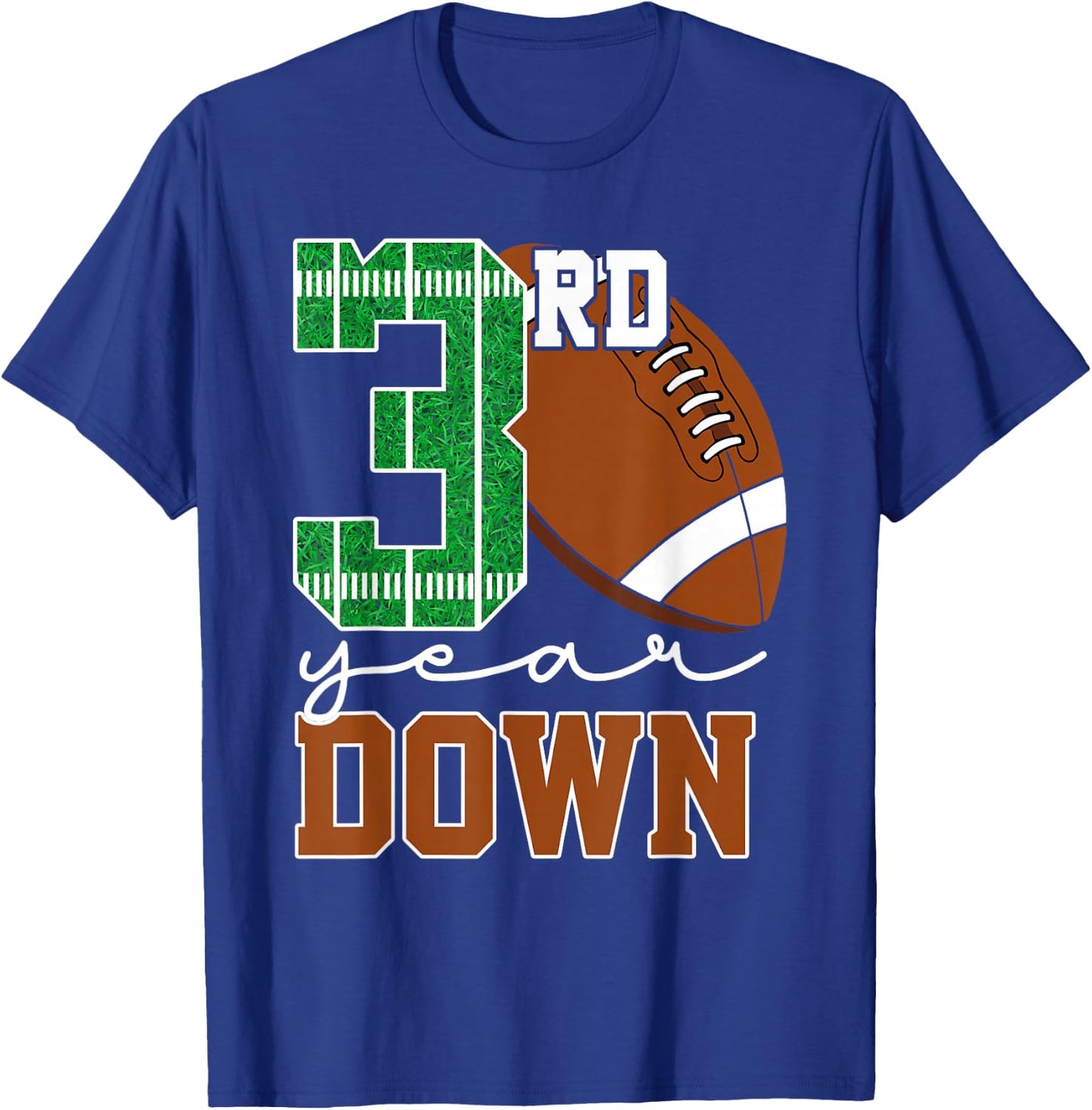 3rd Year Down Football Lover Third Birthday Boy Party T-Shirt - T-Shirt | Royal