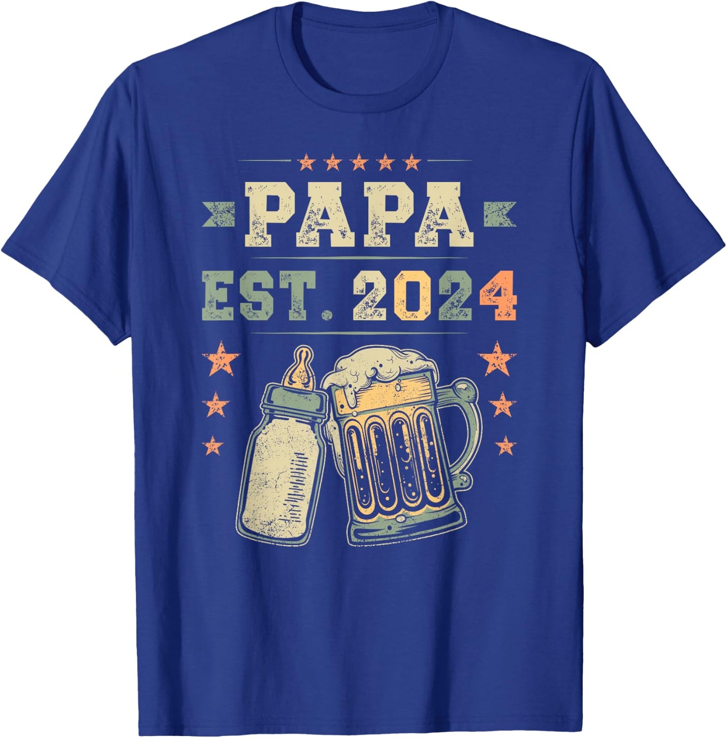 Papa Est. 2024, Neuer Vater, Junger Papa, Erstes Mal Papa T-Shirt - T-Shirt | Royal