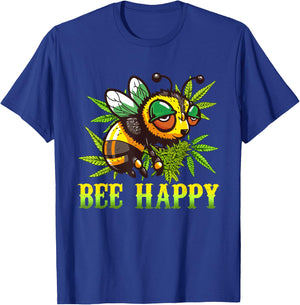 Funny Bee Happy Cannabis Weed Lover Marijuana 420 Day T-Shirt - T-Shirt | Royal