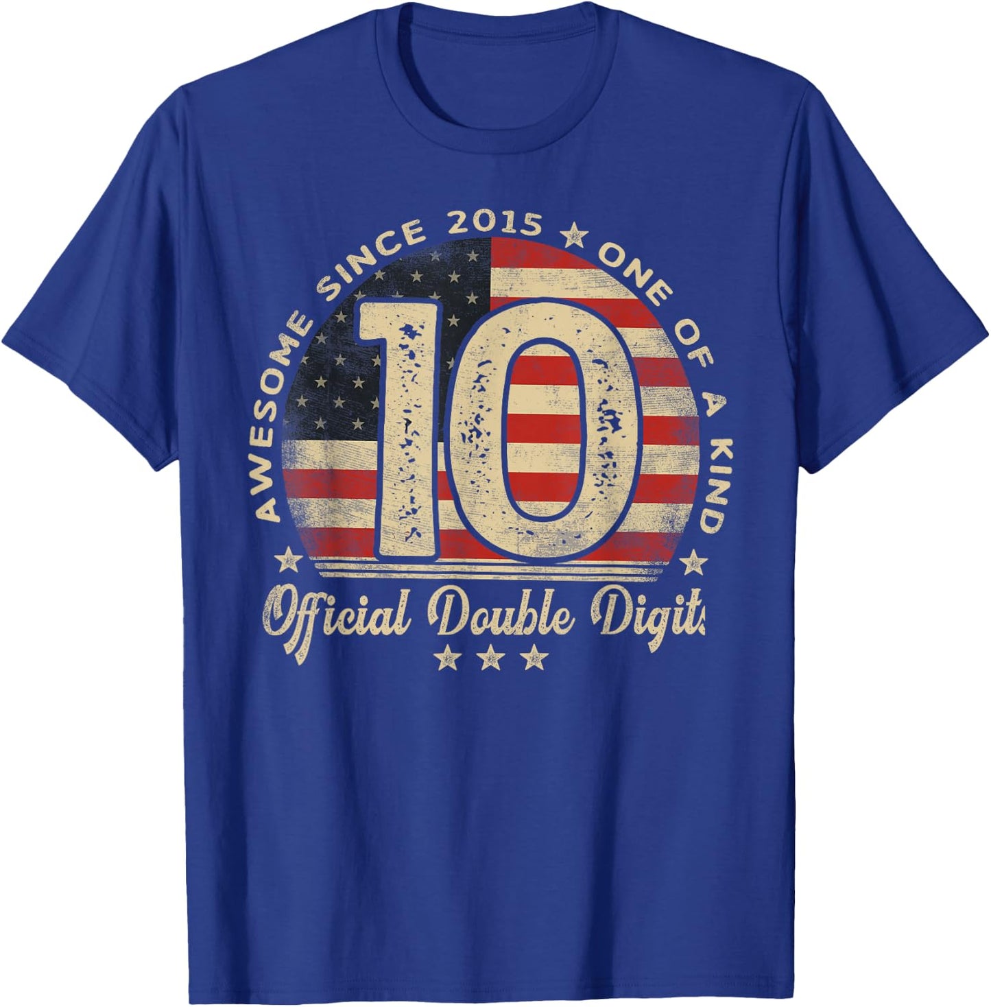 Awesome Since 2015 Official Double Digits 10th Birthday T-Shirt - T-Shirt | Royal