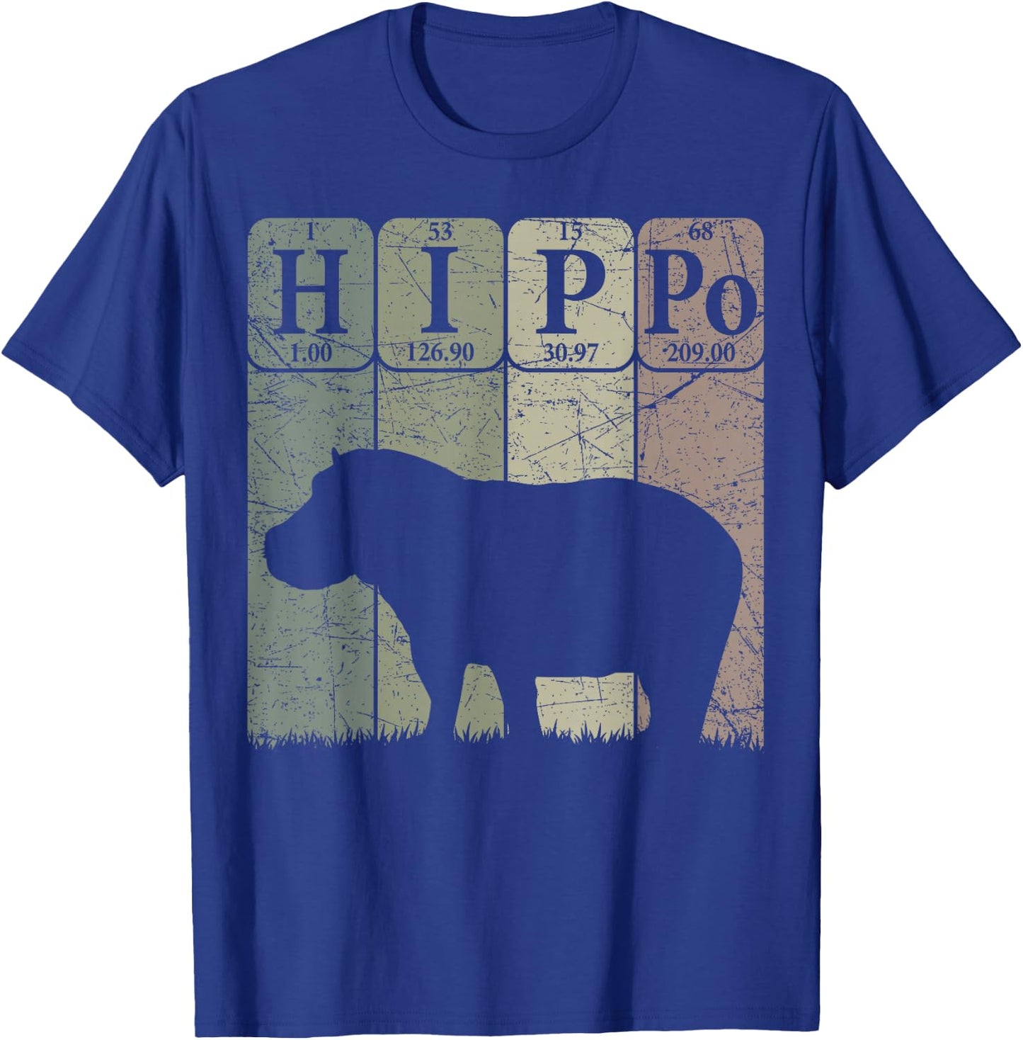 Hippo Periodic Table Elements Rhino Lover Hippopotamus Retro T-Shirt - T-Shirt | Royal