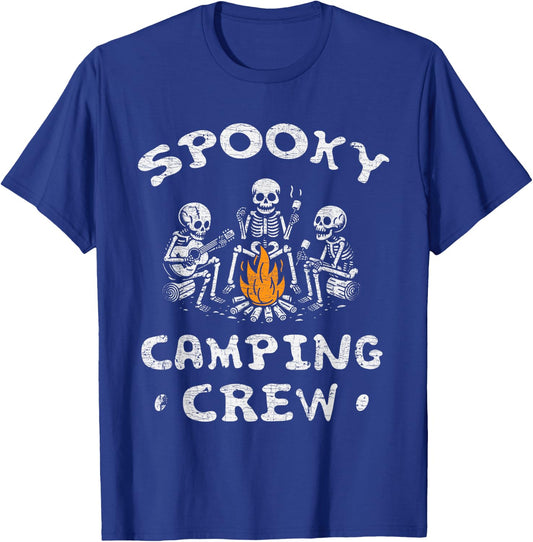 Spooky Camping Crew Halloween Camping Skeleton Campsite T-Shirt - T-Shirt | Royal