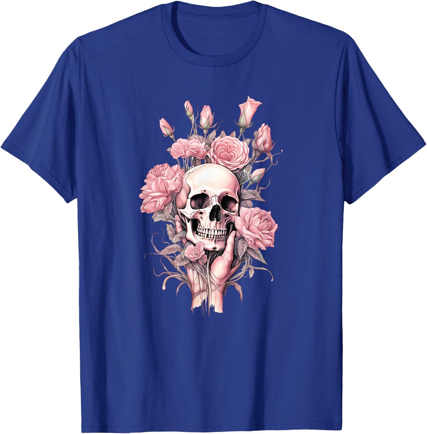 Rose Skull Skeleton Design for Girls & Women in Pink , black T-Shirt - T-Shirt | Royal