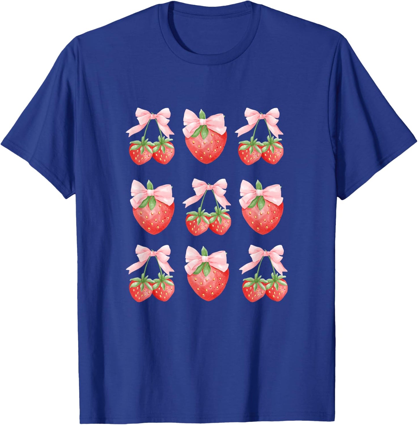 Cute Pink Bow Coquette Strawberry Clean Girl Aesthetic T-Shirt - T-Shirt | Royal