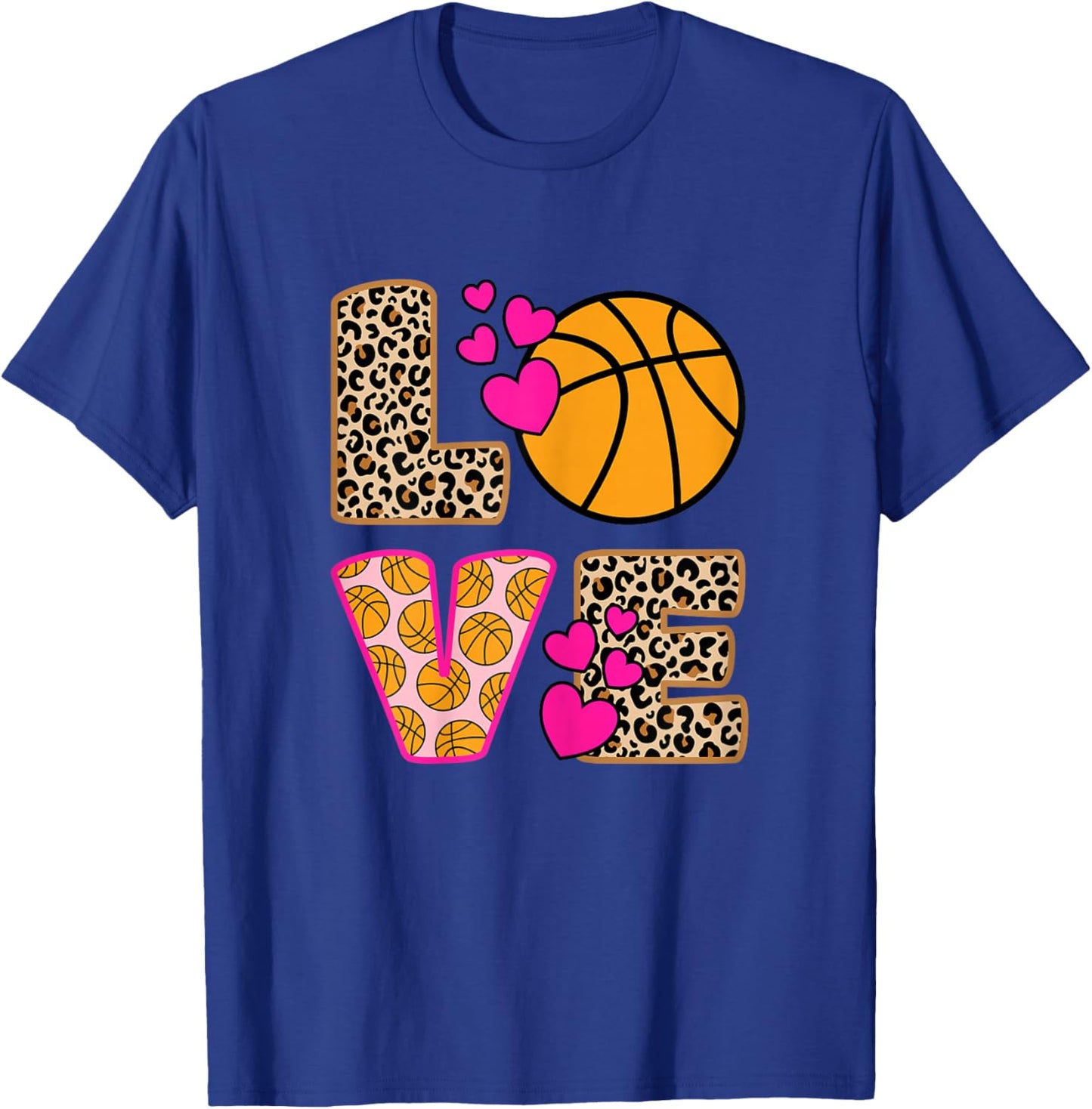Cute Leopard Print Basketball Hoop Girls , black, s T-Shirt - T-Shirt | Royal
