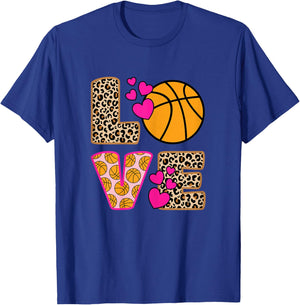 Cute Leopard Print Basketball Hoop Girls , black, s T-Shirt - T-Shirt | Royal