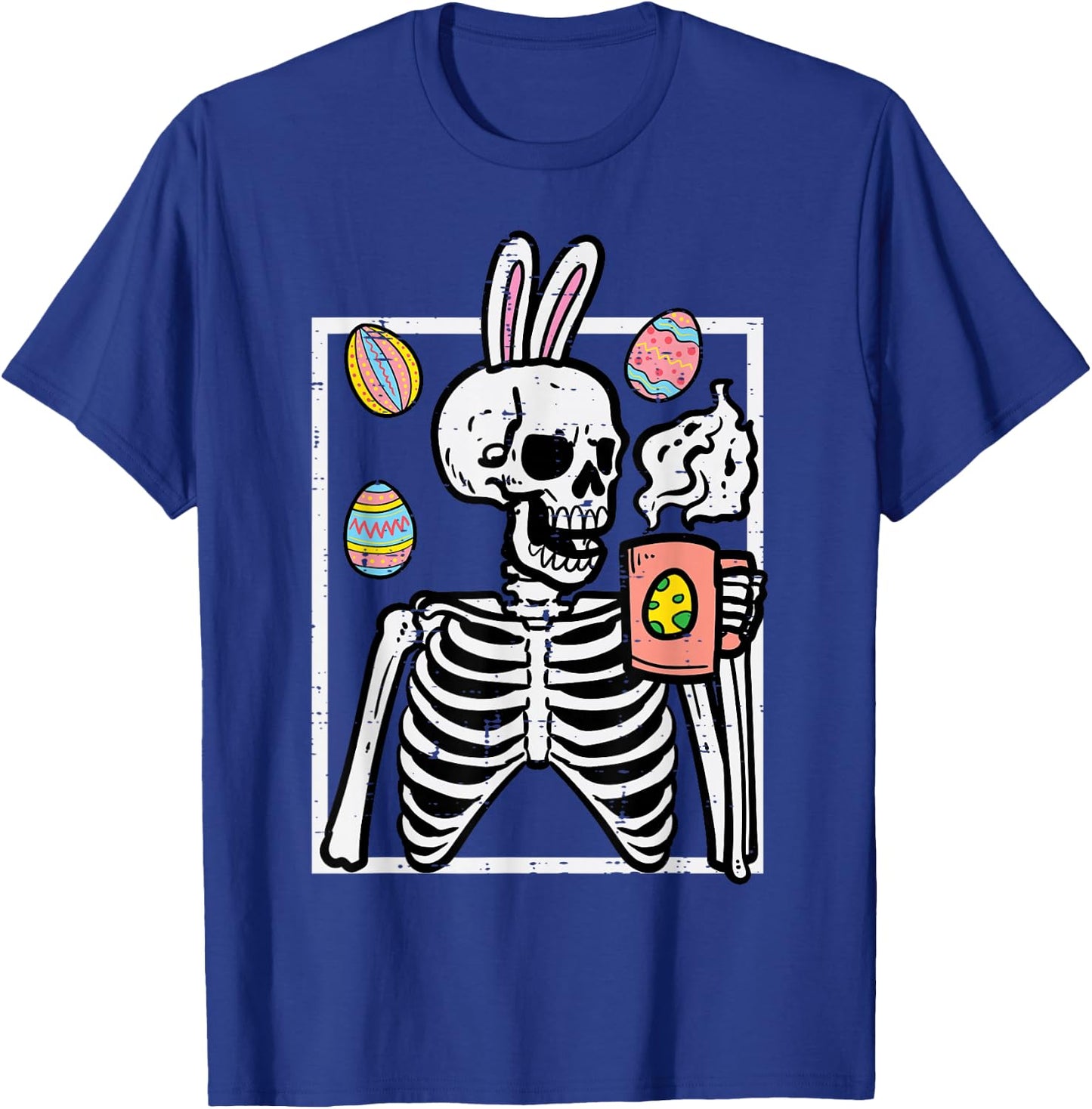 Easter Skeleton Bunny Coffee Rabbit Men Women Kids Teens T-Shirt - T-Shirt | Royal