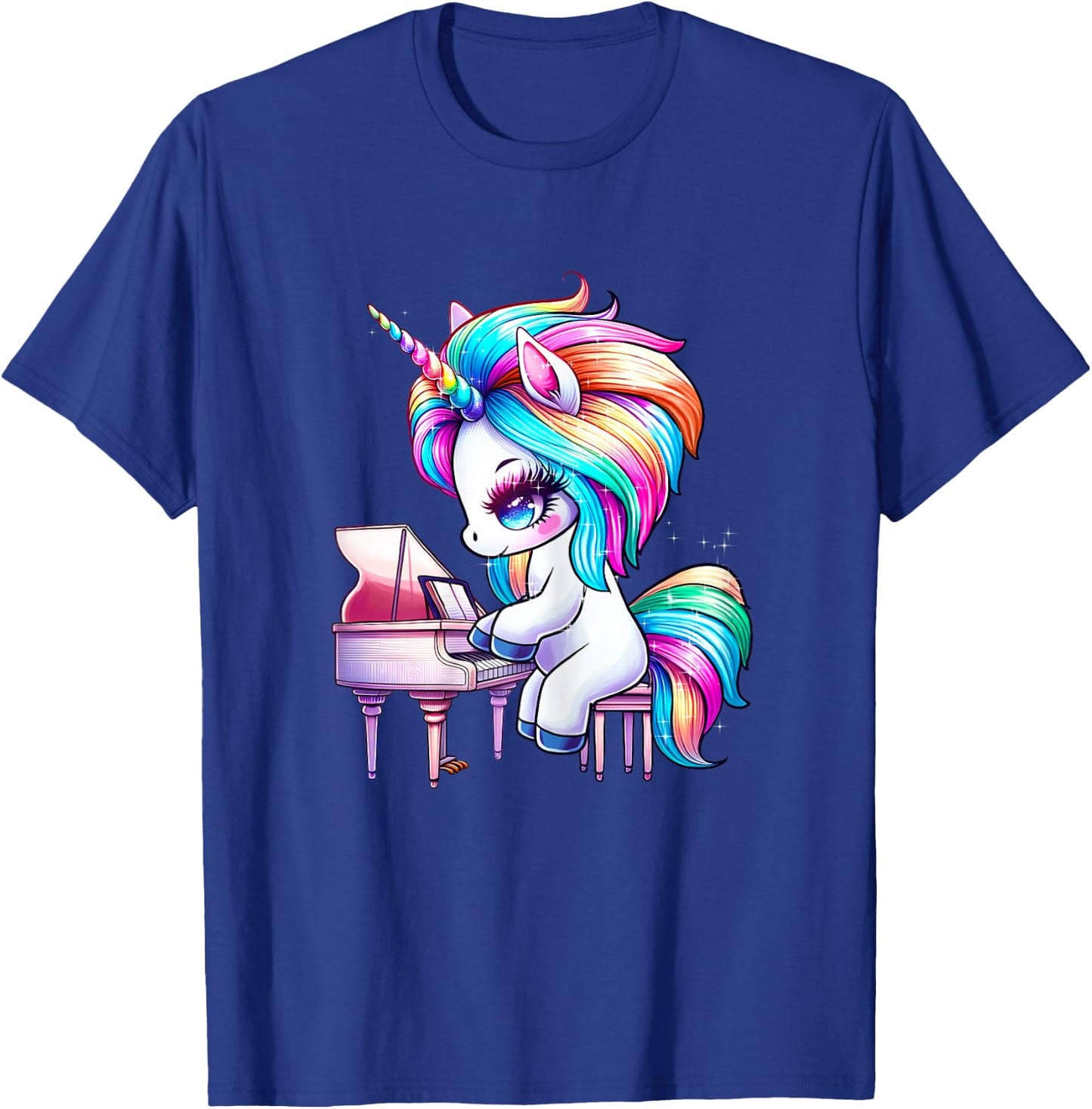 Unicorn Playing Piano Pianist Musician Music Teacher T-Shirt - T-Shirt | Royal