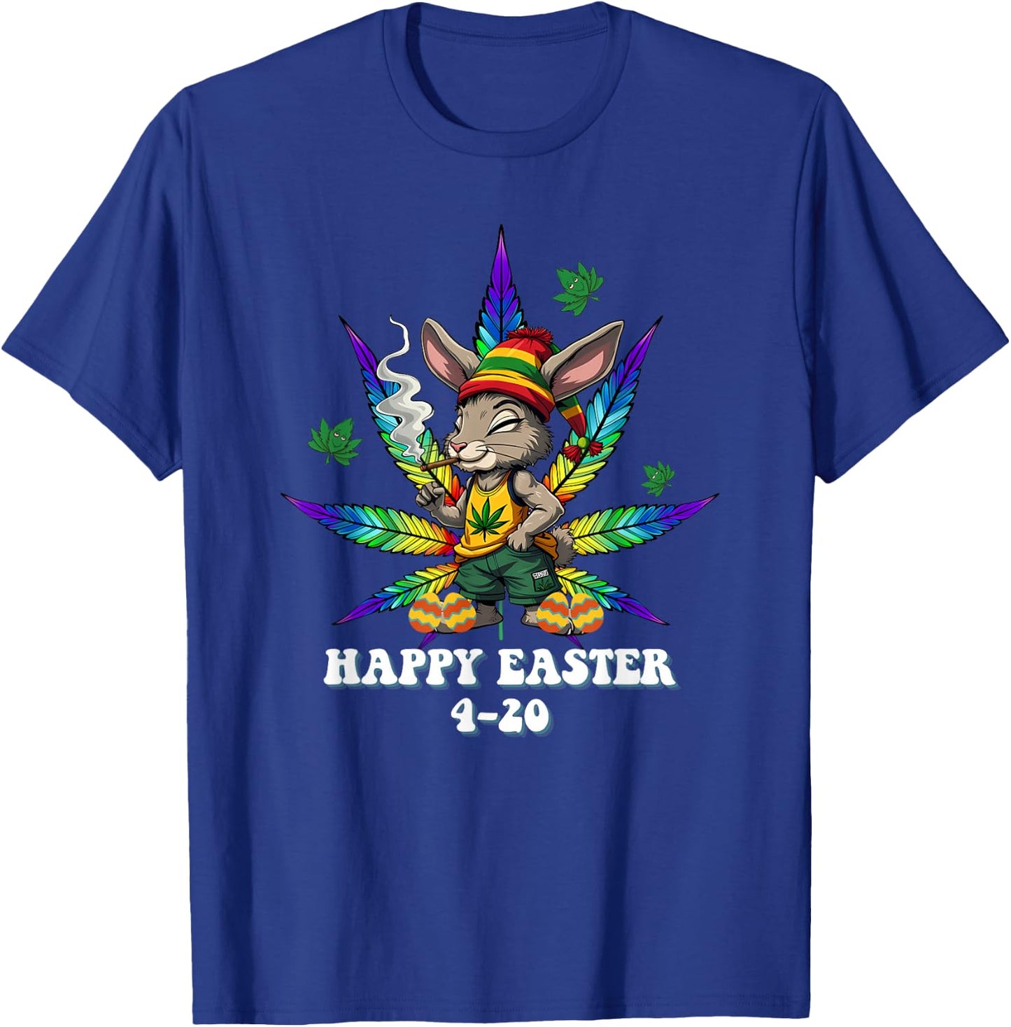 Stoned Easter Bunny With Joint 4/20 Marijuana Easter 420 T-Shirt - T-Shirt | Royal