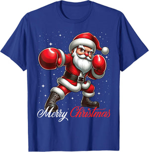 Santa Claus Boxing Boxer Martial Arts Merry Christmas Snow T-Shirt - T-Shirt | Royal