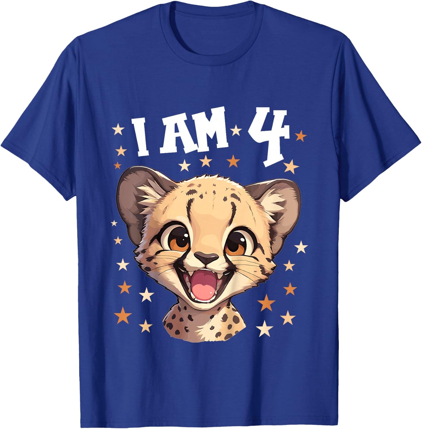 Kids 4 Years old 4 birthday Cheetahs Boy Girl Cheetah T-Shirt - T-Shirt | Royal