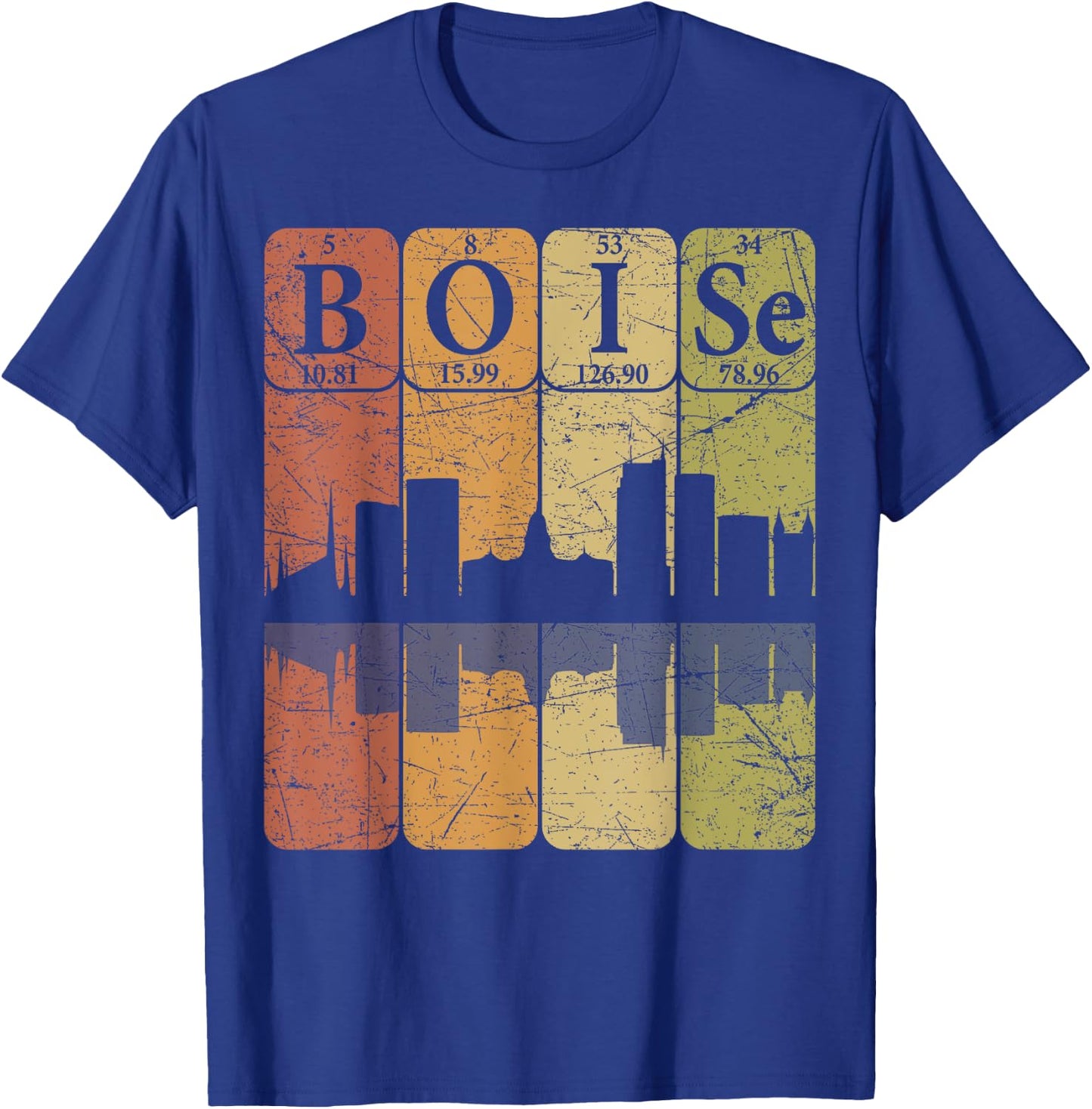 Boise Periodic Table Elements Boise Idaho Skyline Retro T-Shirt - T-Shirt | Royal