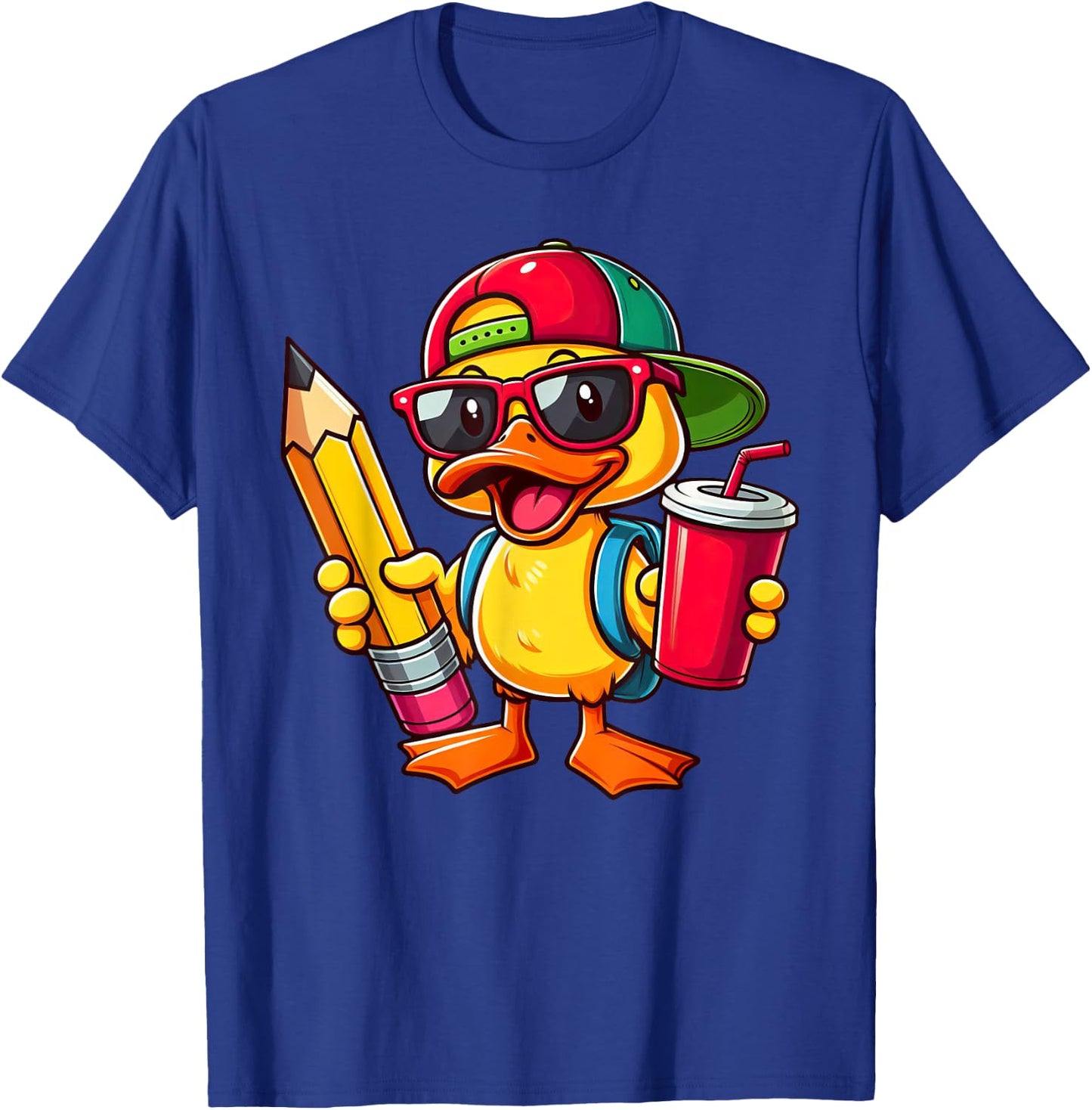 Cute Duck Lover Pencil Back to School Kids Boys Girls T-Shirt - T-Shirt | Royal