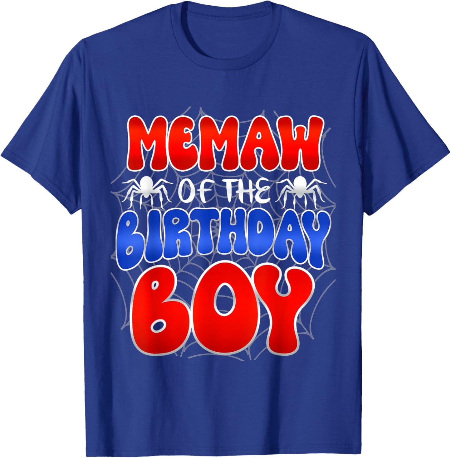 Memaw of the Birthday Boy Costume Spider Web Birthday Party T-Shirt - T-Shirt | Royal