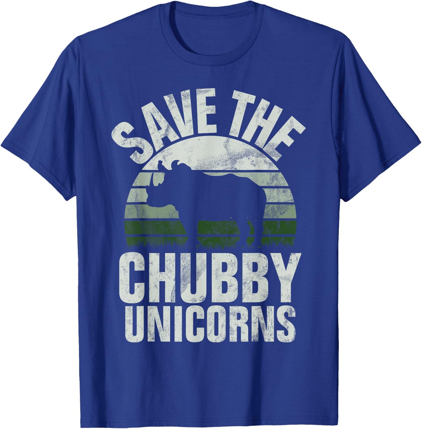Save The Chubby Unicorns Fat Rino Rhinoceros Retro T-Shirt - T-Shirt | Royal
