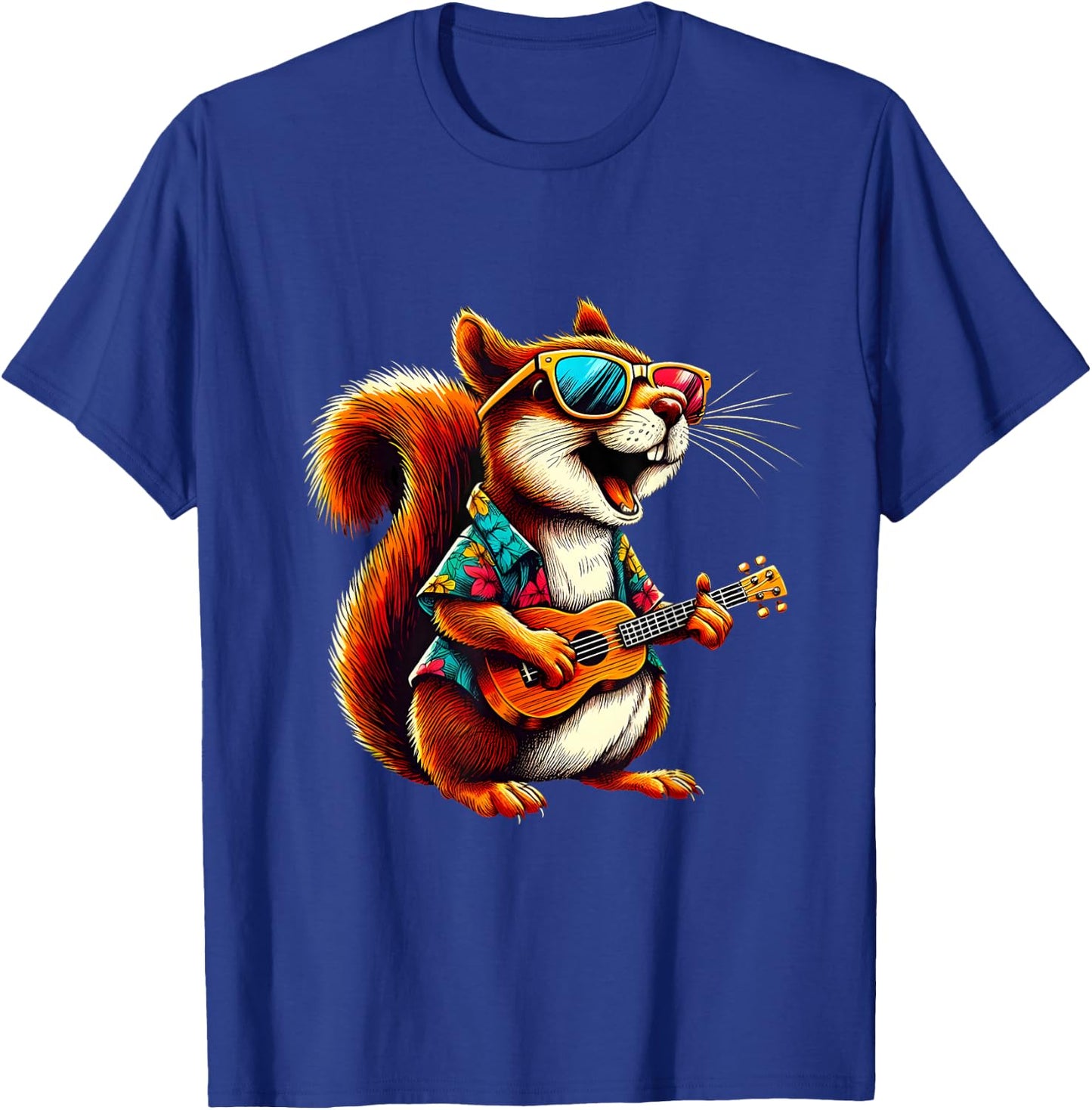 Squirrel Wearing a Hawaiian Shirt, Playing a Ukulele T-Shirt - T-Shirt | Royal