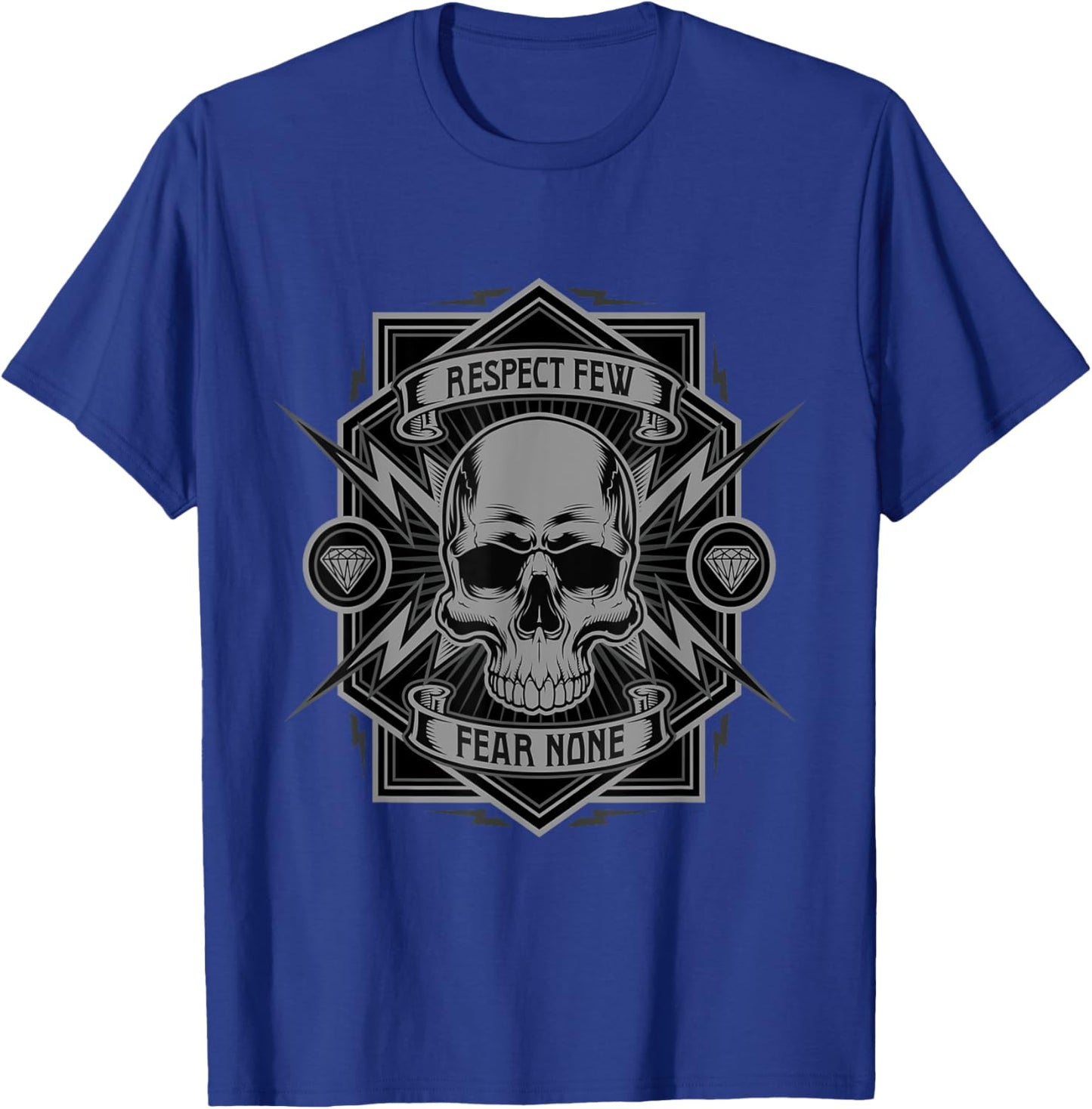 Biker Shirt, with Skull, Respect, fear none, men T-Shirt - T-Shirt | Royal