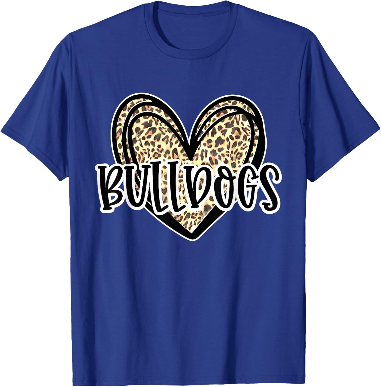 Bulldogs Mascot Leopard Cheetah Heart Fall Football Sport T-Shirt - T-Shirt | Royal