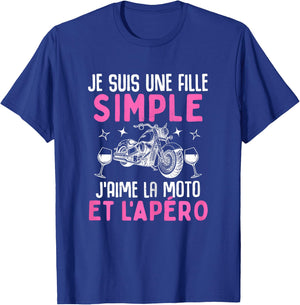 Simple Girl I Love the Motorcycle Aperitif Motorcycle Woman Biker , Black, Female X-Small T-Shirt - T-Shirt | Royal