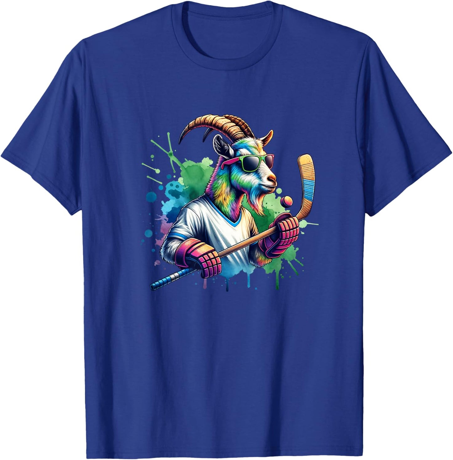 Unique Goat Ice Hockey Goalie Team Sports Design T-Shirt - T-Shirt | Royal