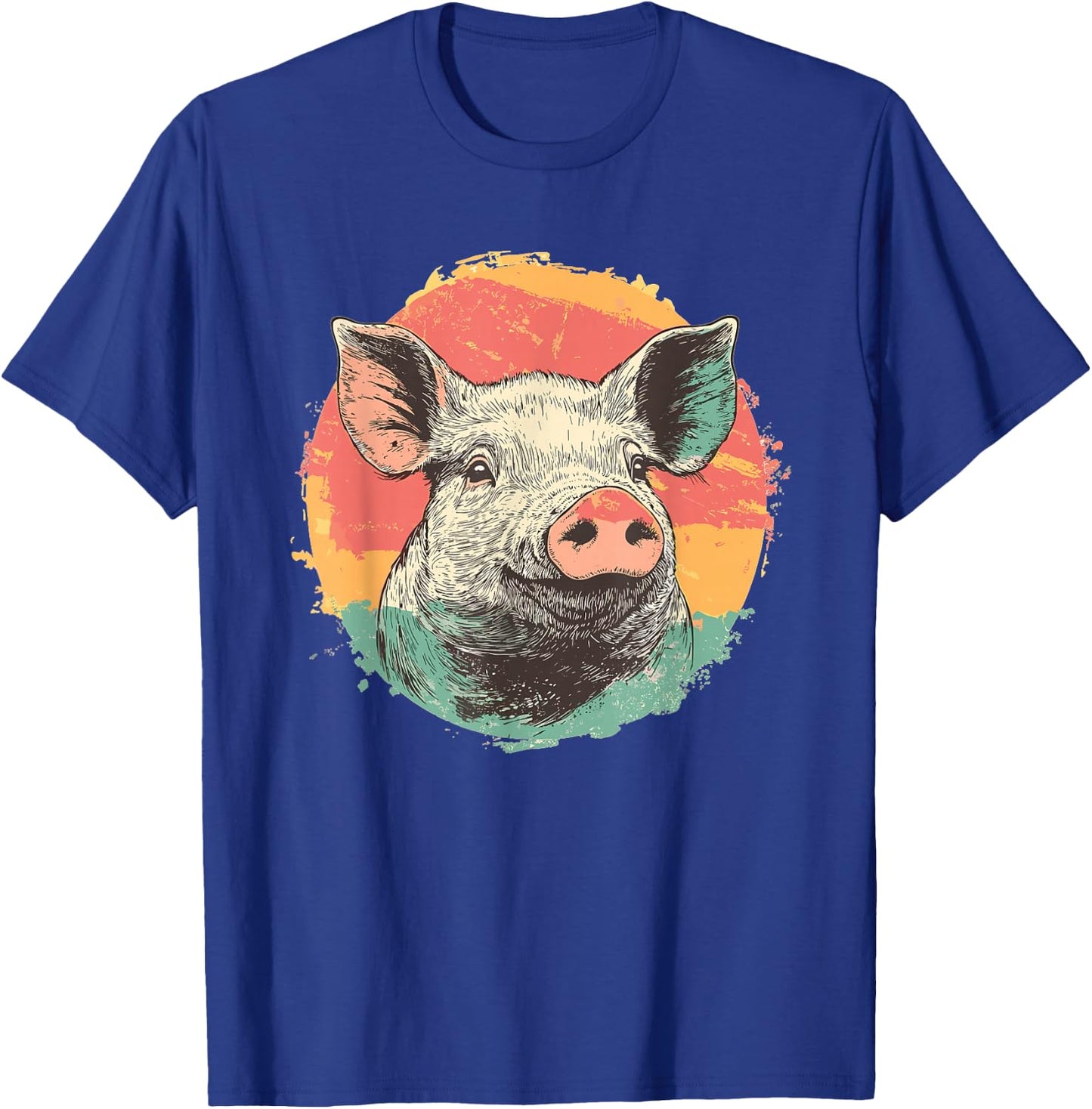 Vintage Pig Sunset Retro Farm Style Animal T-Shirt - T-Shirt | Royal