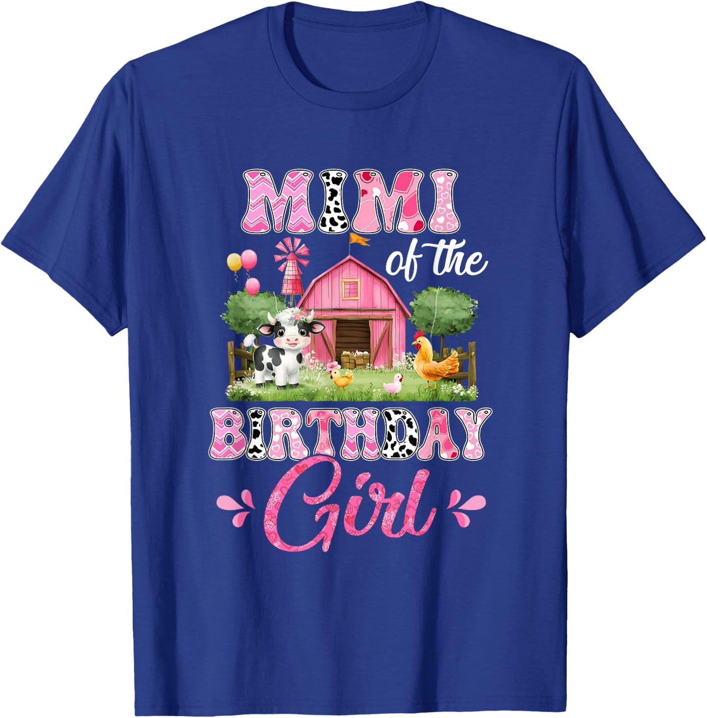 Mimi Of The Birthday Girl 1St Birthday Cow Farm Family T-Shirt - T-Shirt | Royal