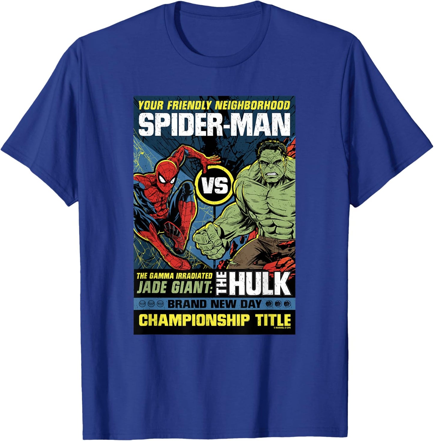 Marvel Spider-Man Day Spidey vs Hulk Champ Comic T-Shirt - T-Shirt | Royal