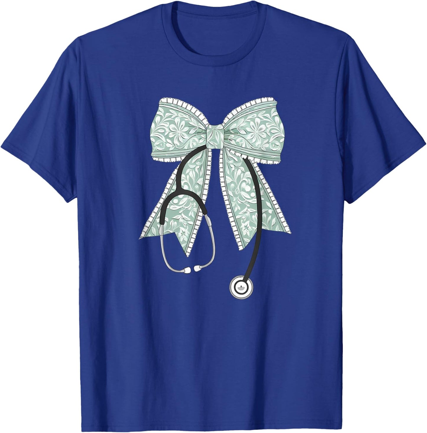 Nurse Doctor Coquette Bow Stethoscope Cute Nursing Ribbon T-Shirt - T-Shirt | Royal