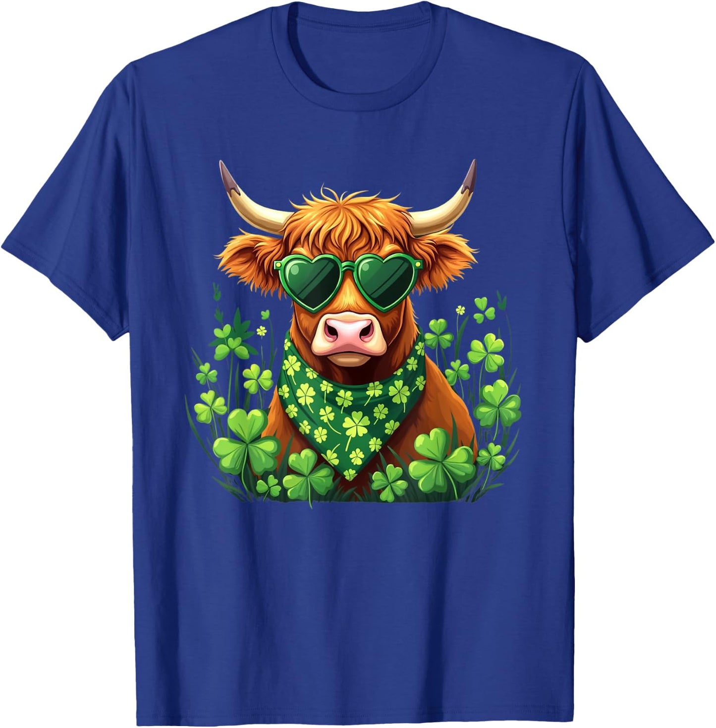 Cute Highland Cow St Patrick's Day Shamrock Cow Lover Women T-Shirt - T-Shirt | Royal