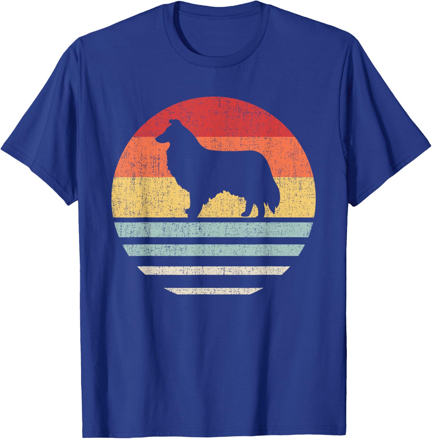 Vintage Retro Rough Collie Dog Mom Dad Cute Dog Lover Owner T-Shirt - T-Shirt | Royal