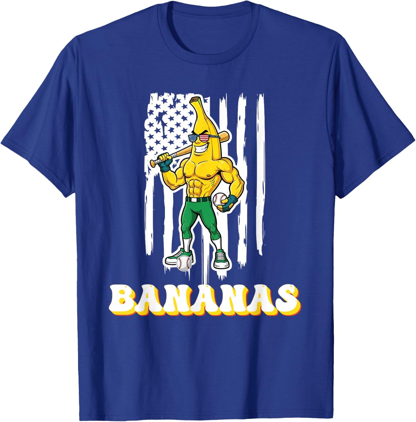Funny Banana Drip Strong American Flag Kids Youth Boys Girls T-Shirt - T-Shirt | Royal