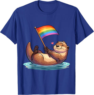 Gay Otter LGBTQ Rainbow Flag Pride Animal T-Shirt - T-Shirt | Royal