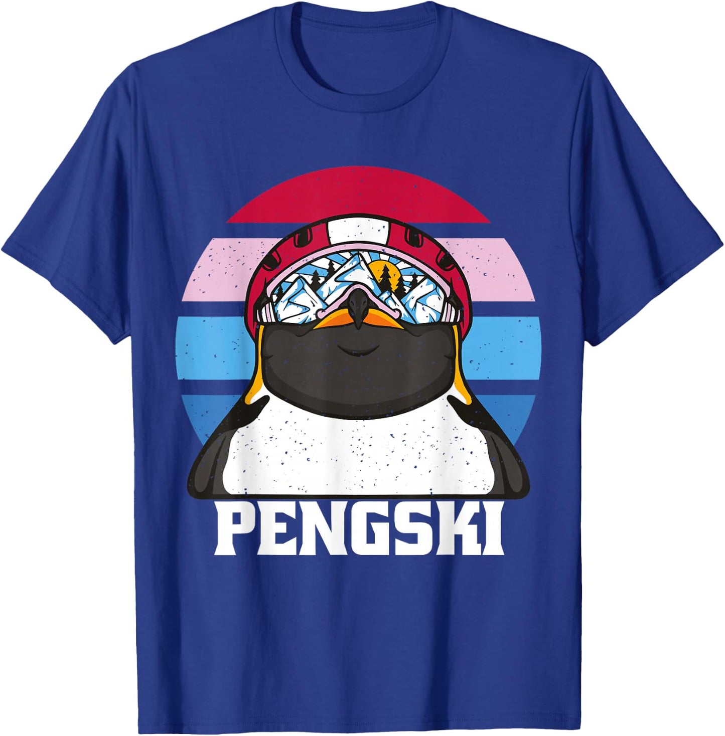 Ski Pengski Retro Vintage Funny Penguin with Ski Goggles T-Shirt - T-Shirt | Royal