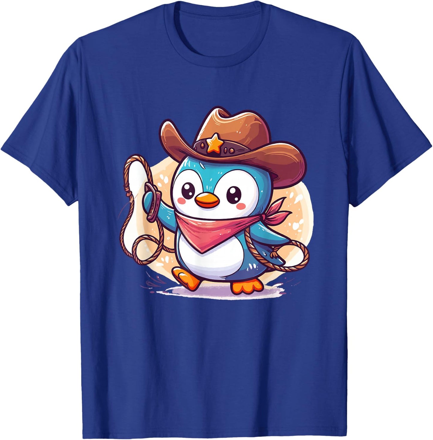 Western Rodeo Cowboy Hat Penguin Texas Animals T-Shirt - T-Shirt | Royal