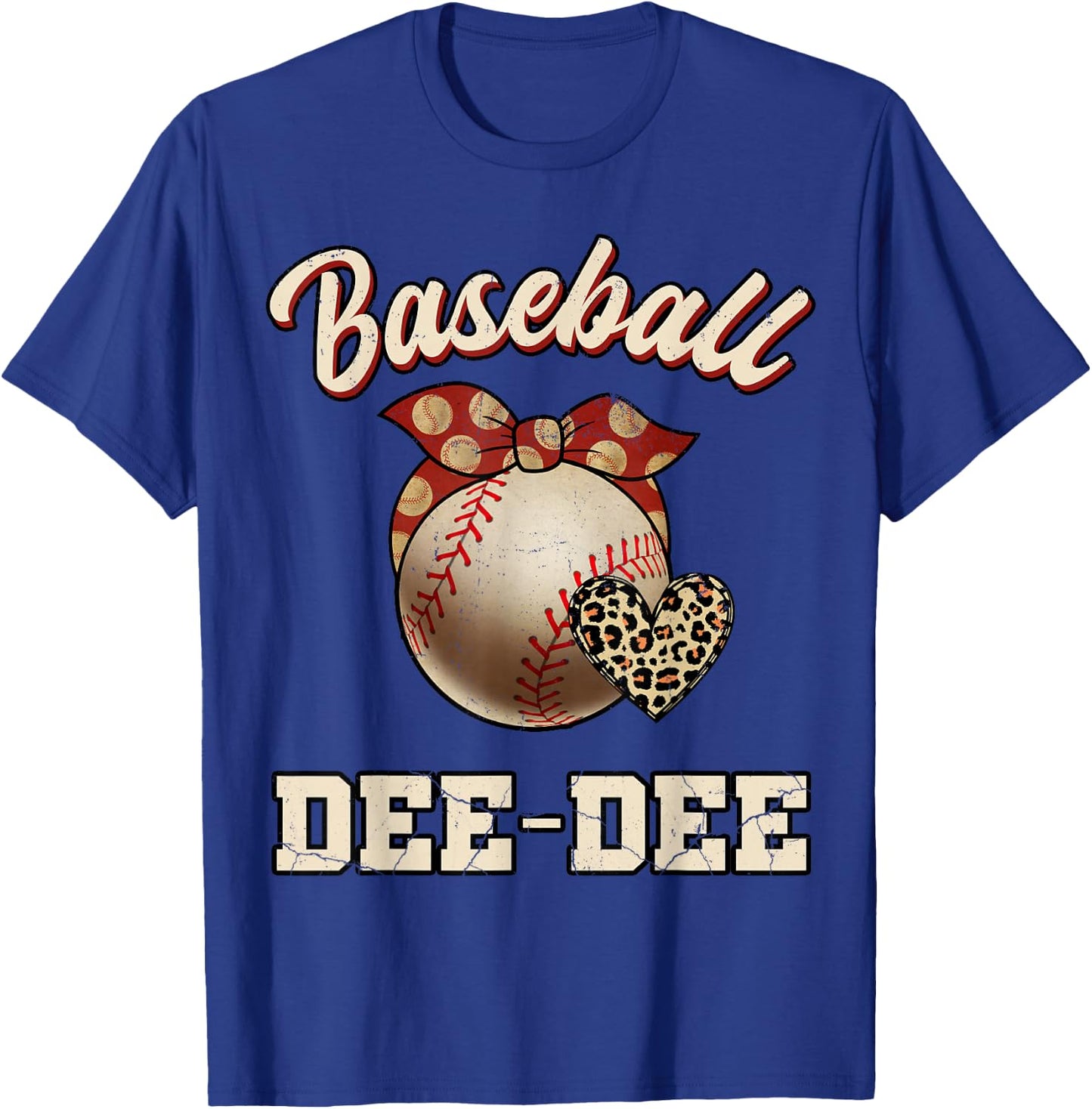 Baseball Dee-Dee Bandana Leopard Heart Fans Mother's Day T-Shirt - T-Shirt | Royal