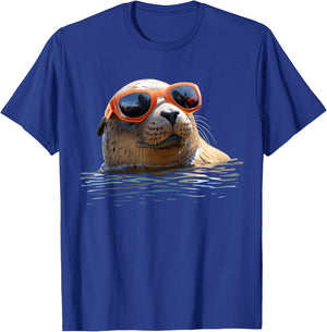 Seal with Sunglasses Seal Dog Seal Cute Seal , black T-Shirt - T-Shirt | Royal