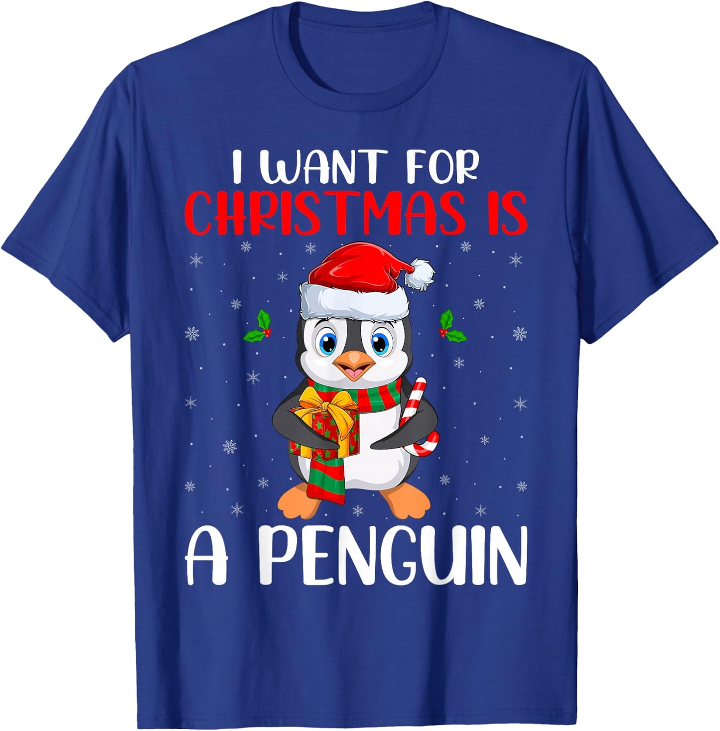 Penguin Lover -Adults Black Cartoon Christmas Birthday Modern Sweater Short Sleeve T-Shirt - T-Shirt | Royal
