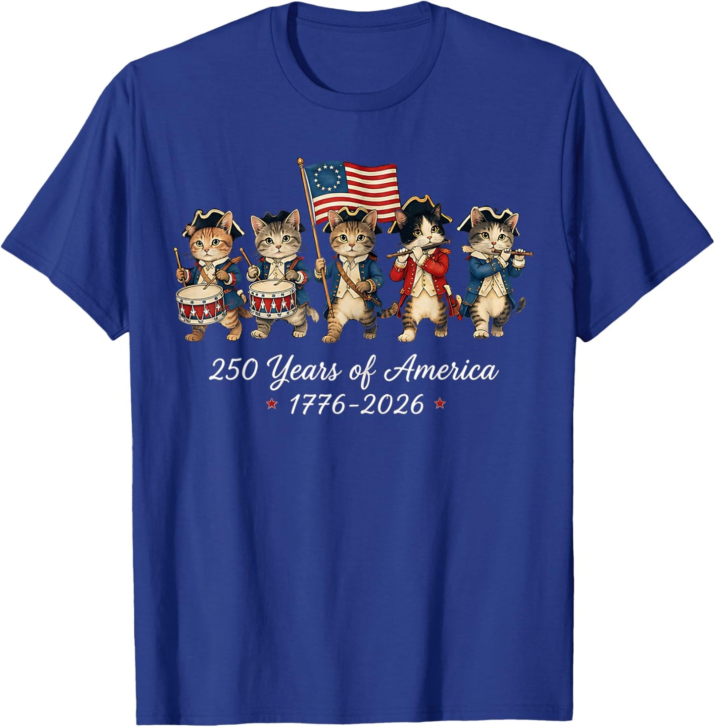 250 Years of America Cats Patriotic Cat Lover T-Shirt - T-Shirt | Royal