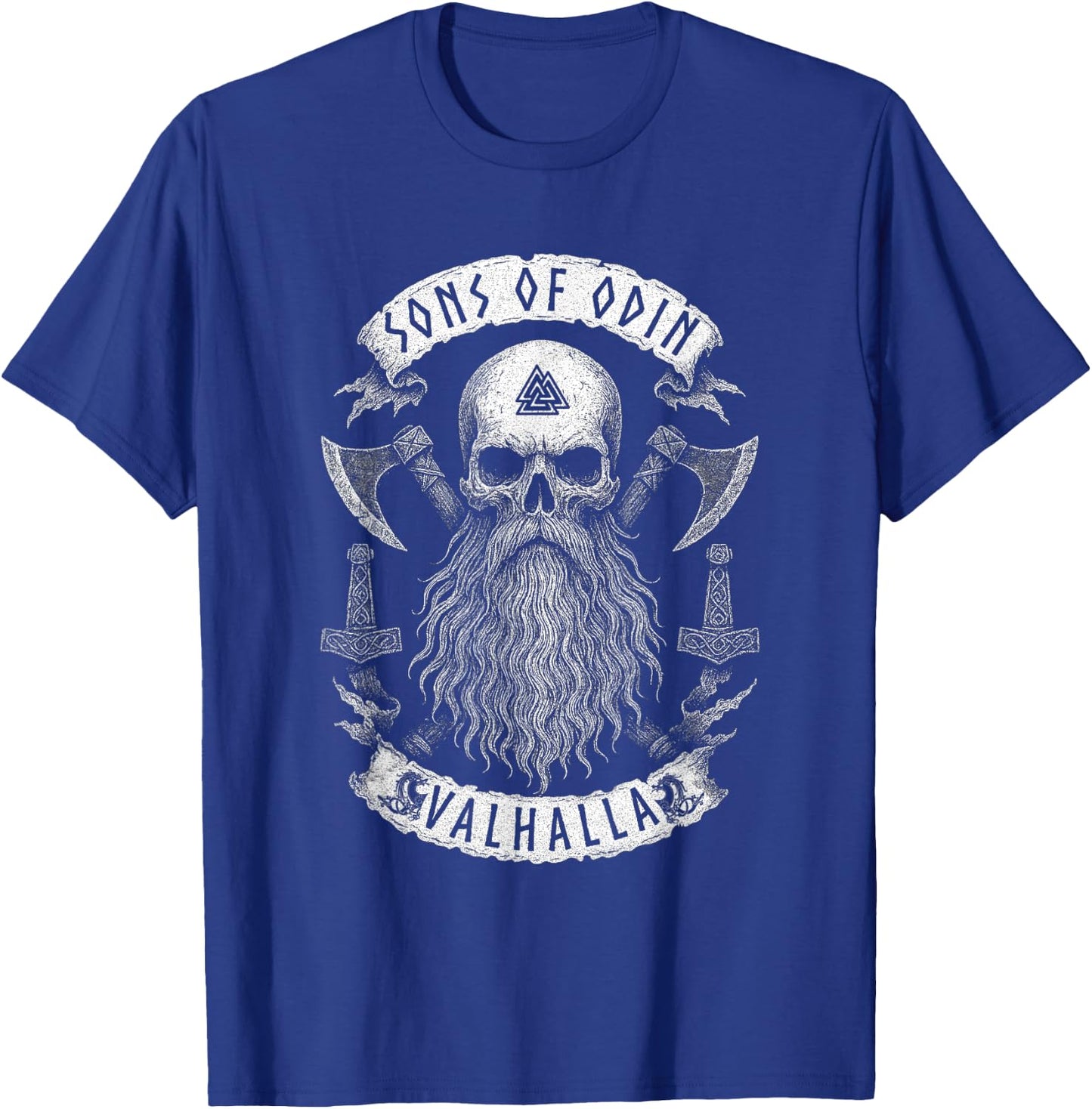 SONS OF ODIN- Valhalla Vikings Norse Skull Long Beard - Axe T-Shirt - T-Shirt | Royal
