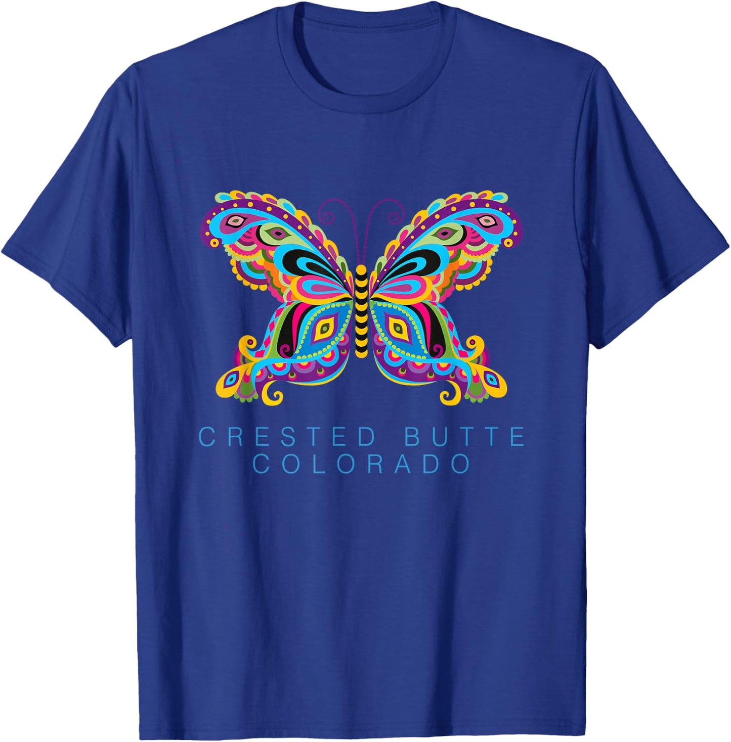 Crested Butte Colorado Souvenir Butterfly Graphic T-Shirt - T-Shirt | Royal