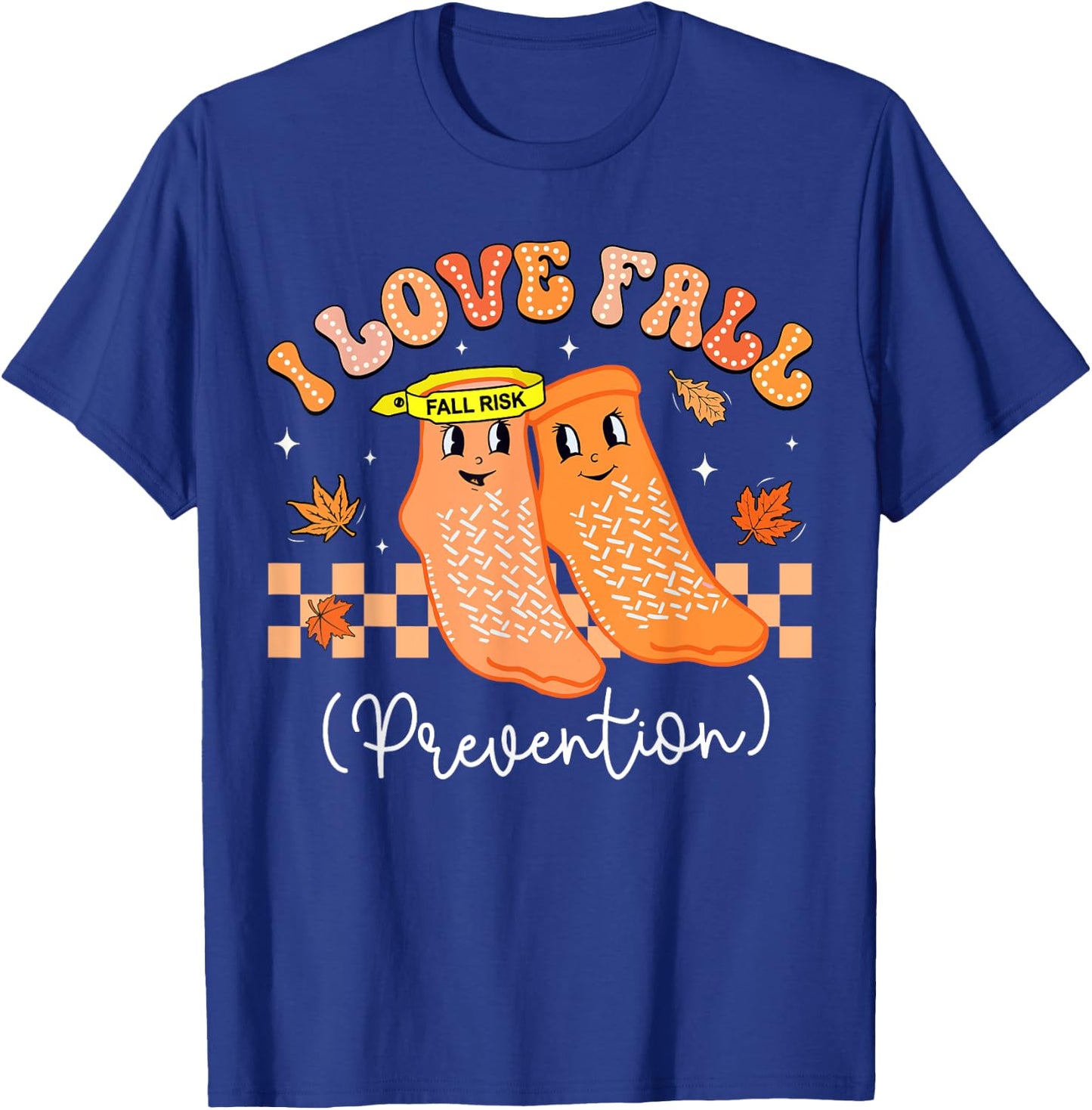 Groovy Retro I Love Fall Prevention Fall Physical Therapy T-Shirt - T-Shirt | Royal