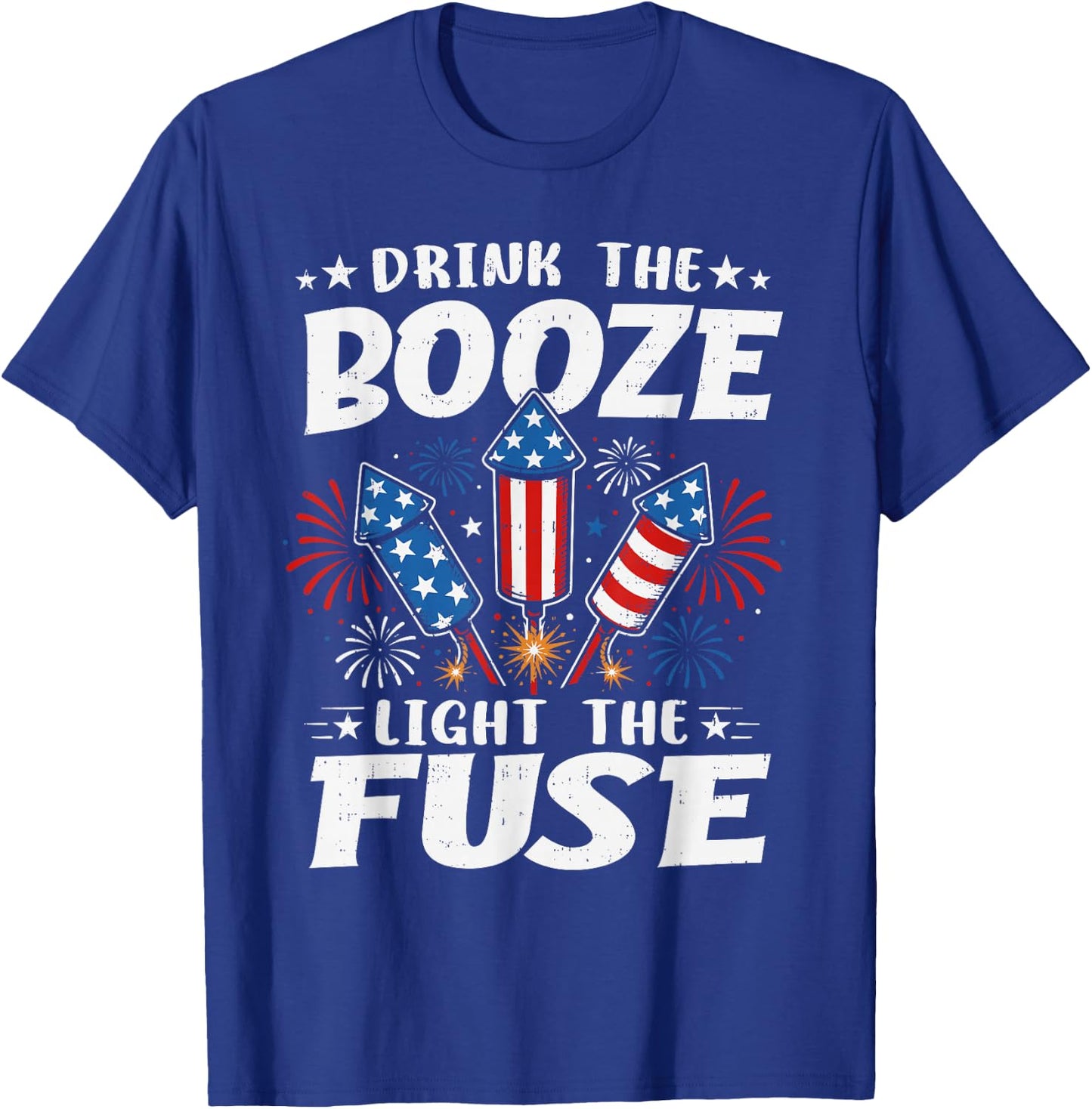 Funny Fireworks Fourth 4th of July America USA Men Women T-Shirt - T-Shirt | Royal