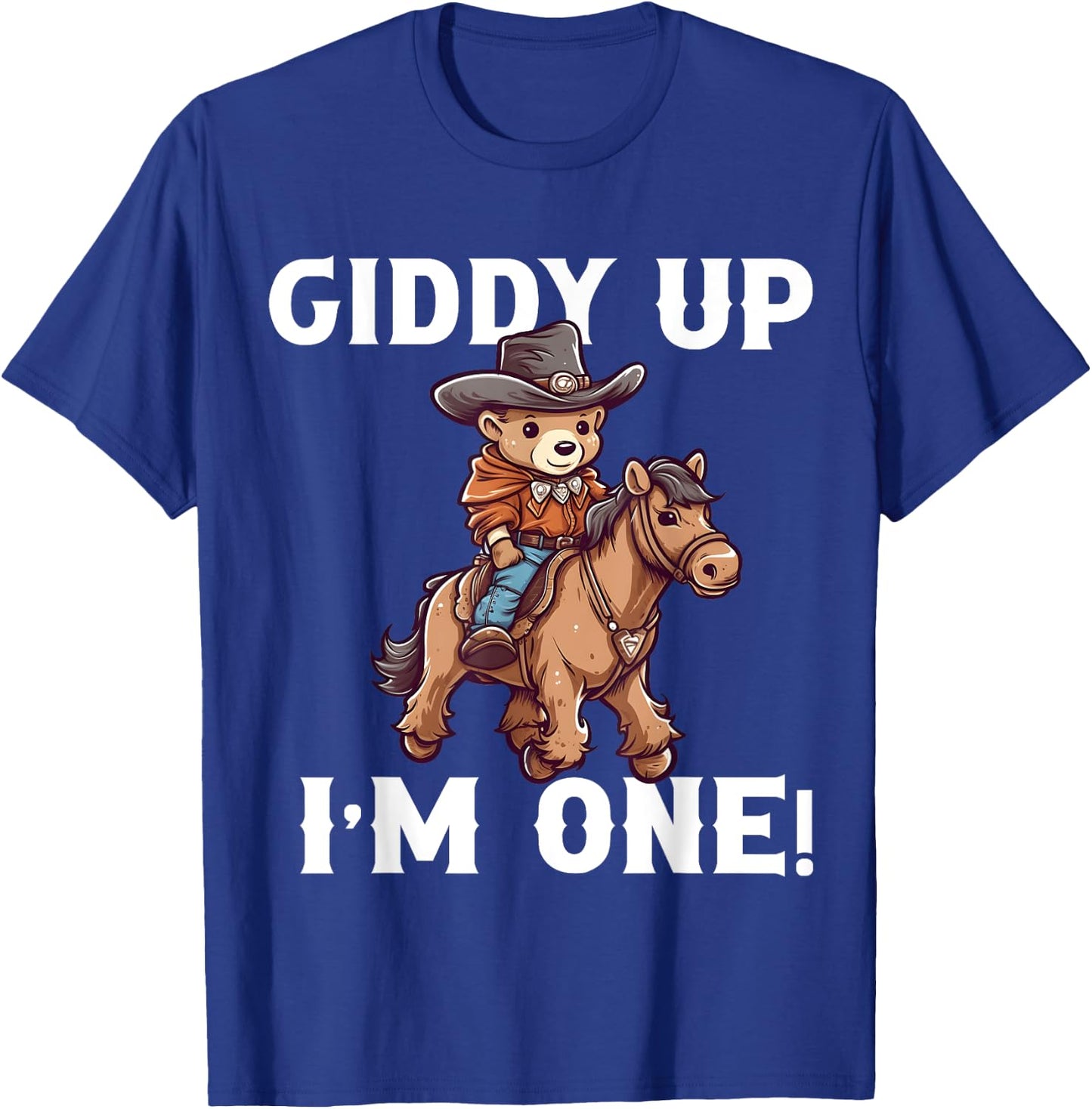 Cowboy 1st Birthday Teddy Bear Western Horse 1 Year Old Boy T-Shirt - T-Shirt | Royal