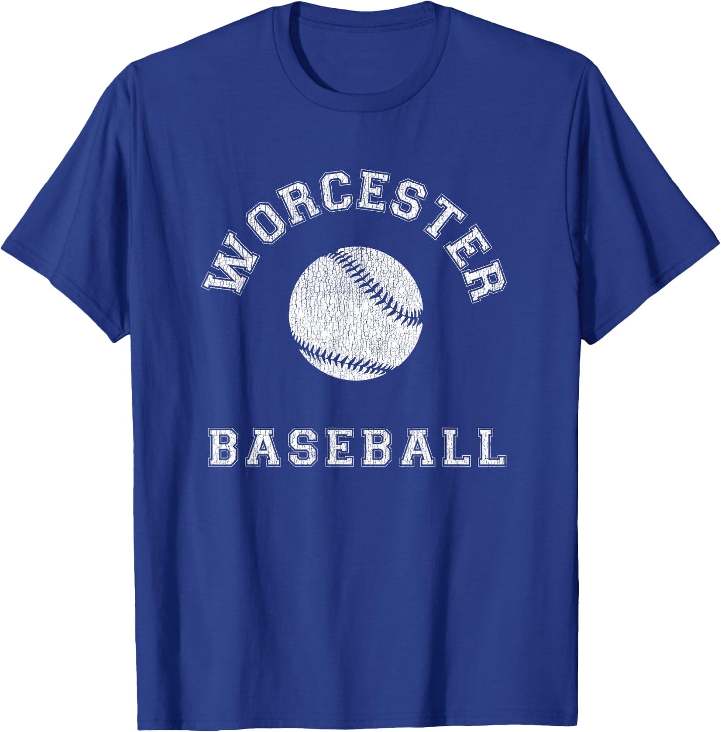 Worcester Baseball Distressed Retro Classic T-Shirt - T-Shirt | Royal
