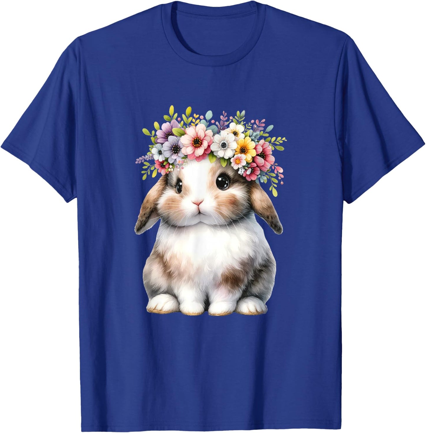 Easter Bunny Girls - Easter Bunny Flower Graphic T-Shirt - T-Shirt | Royal